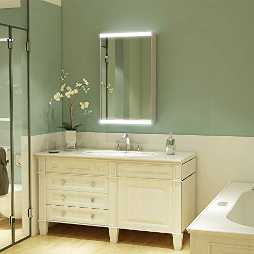 ExBrite LED Bathroom Medicine Cabinet with Mirror, 3-Layer Storage Shelves, Flexible Assembly, 15\'\'x26\'\', Intelligent Switch, IP44, Aluminum Frame, Casement Door, Surface mounting only. - Thumbnail 3