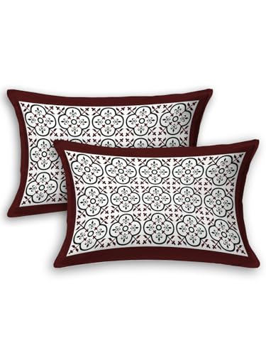 Image of LIVING ROOTS Jaipuri Hand Block Print King Cotton Bedsheet 86 * 104 inches (7 * 8.5 feet) with 2 Pillow Cover | 210 TC | Rich Fast Colour with No Colour Bleeding | (034-A)