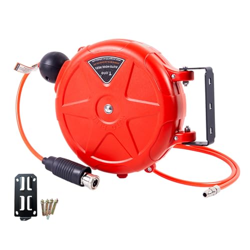 Air Compressor Hose Reel, 10m Wall Mounted Automatic Rewind Air Hose Tool With Swivel Bracket, Heavy-Duty Tool, Use In Industry, Agriculture, Garage