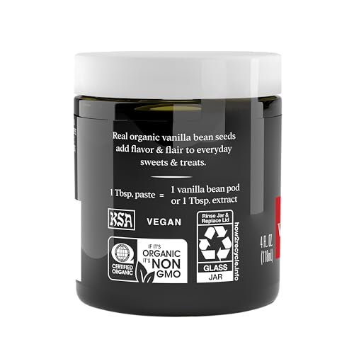 Image of Simply Organic Vanilla Bean Paste, 4 Ounce Jar, Certified Organic, Kosher, Vegan, Non-GMO Rich Soft Paste, Warm Woody Aroma (Pack of 6)