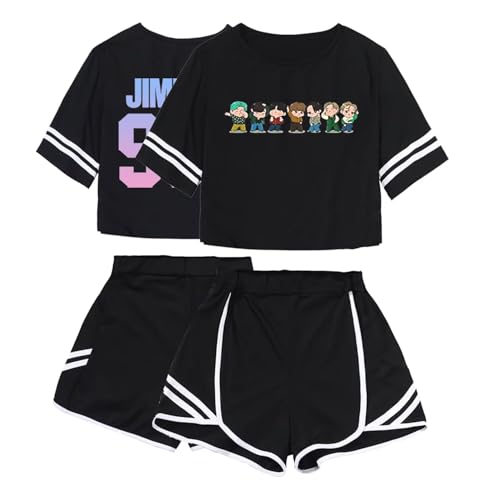 Dolpind - Dolpind BTS Set Rock Bangtan Jungen Casual T-Shirt Jimin Suga V J-Hope Stützkleid, Damen, Black Jimin, Large