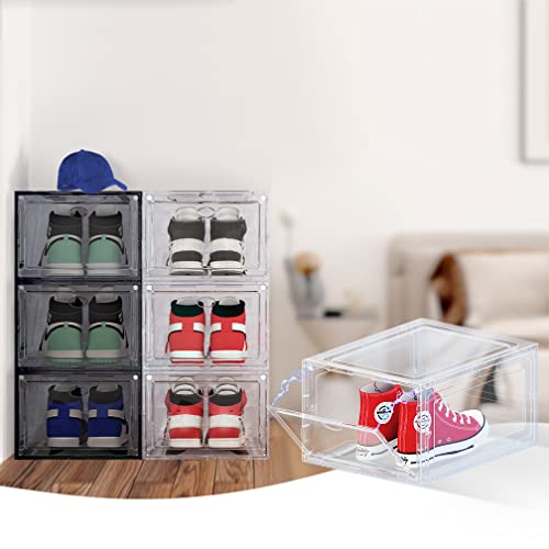 Omopin Shoe Boxes Clear Plastic Stackbable, 10 Pack Drop Front Shoe Box, Shoe Storage Box, Sneaker Storage For Size 12 (Clear 10Pack) #TOP2