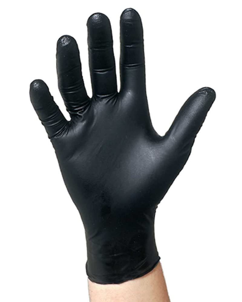 Gripstrong Black Nitrile Disposable Gloves Powder Free Textured 4 Mil Latex Free Food & Safety Glove
