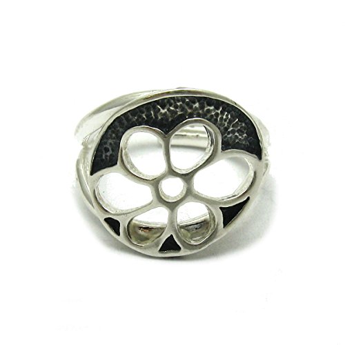 Bague en argent massif 925 Fleur ajustable R001606 anneau ouvert femme