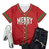Christmas Baseball Jersey Women Merry and Bright Shirts Funny Xmas Sports Uniforms Holiday Stitched Tops