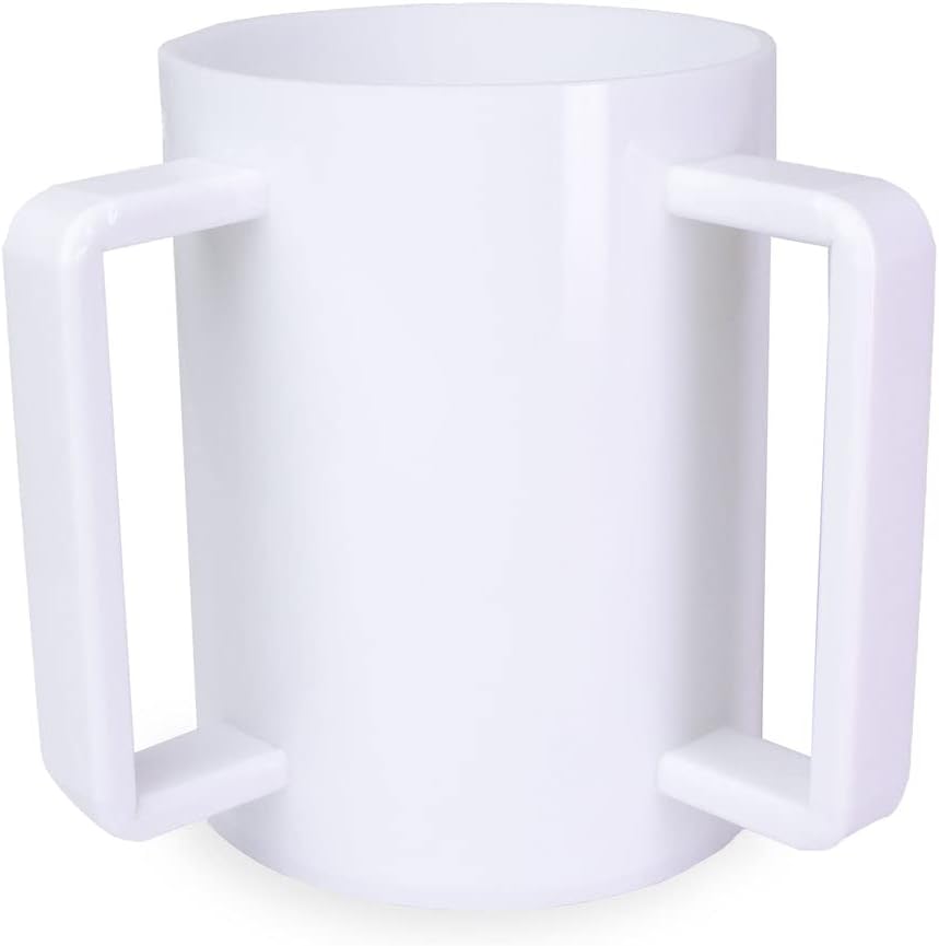 (D) Judaica Lucite Wash Cup Jewish with 2 Handles (Clear Gold)