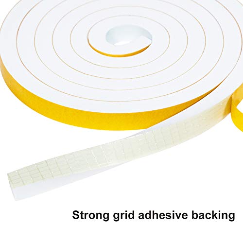 Yotache White Foam Insulation Tape 2 Rolls 1/2 Inch Wide X 1/2 Inch Thick, Rubber Weather Stripping Seal, Total 13 Feet Long (2 X 6.5 Ft Each) #TOP2