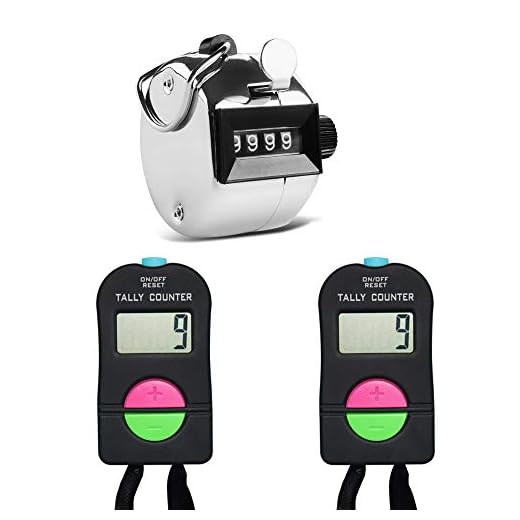 AFUNTA 2 piezas manual electrónico agregar/restar contador y 1 pieza manual mecánico, para golf, correr, natación, campo de béisbol, registros de ganchillo