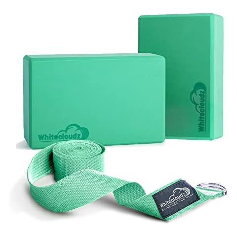WHITECLOUDZ Yoga Blocks Set with Strap Cover