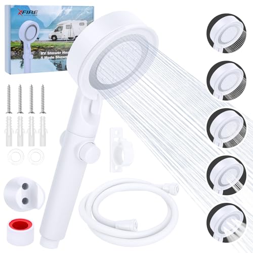 RV Shower Head with Hose, 5+1 Mode High Pressure Shower Head Replacement with On/Off Switch, Water...