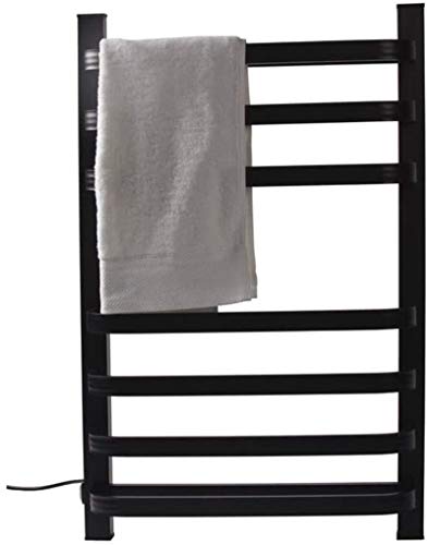 HTTGDGDH Toallero Calefactado para Baño, Calefactor De Pared, 7 Barras, con Enchufe, para Baño, Color Negro Mate, 140 W, 52 X 12 X 81 Cm