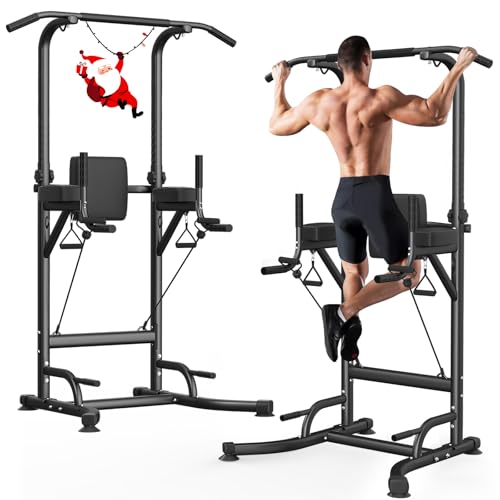 Dskeuzeew Power Tower, Dip Station multifunktionale Kraftstation Kraftturm Trainingsgerät höhenverstellbar Max 150KG