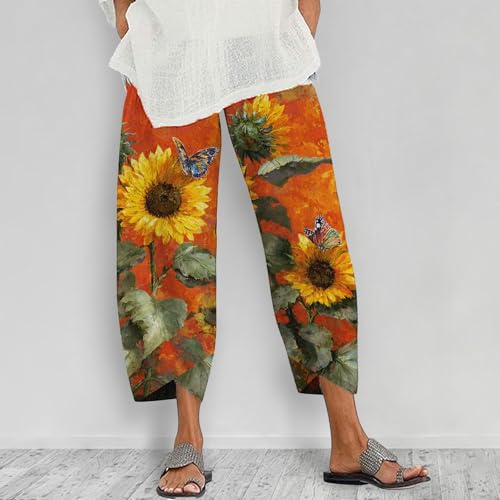 Women's Summer Colorful Graphic Pants Funny Abstract Oil Paint Floral Printed Trousers with Pockets Plus Size2