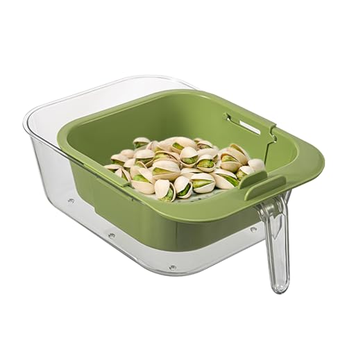 Scodella | Cestino telescopico a doppio strato – Colino telescopico per frutta con manico | per casa, cucina, soggiorno, snack, verdure, bacche, pomodoro, fragola