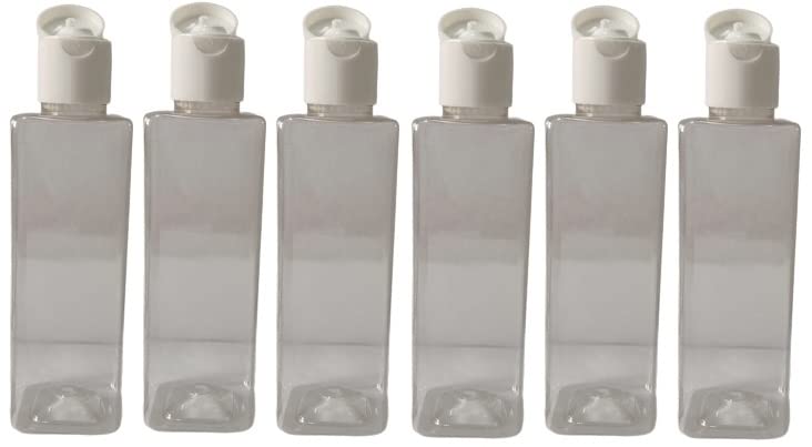 100 ML CLEAR SQUARE WHITE FLIP TOP CAP Plastic Bottles Size Cosmetic Travelling Containers Small Leak Proof Squeeze Bottles| Pack of 6-image-17
