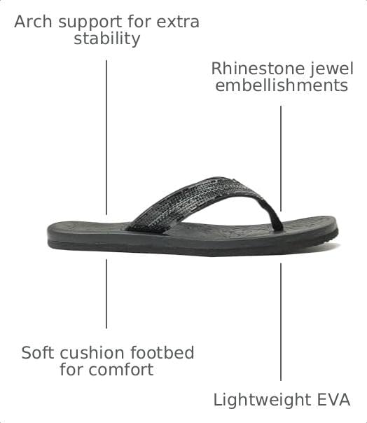Image of REDVOLUTION New Women's Rhinestone Sandals High | Low Platform T-Strap Jewel Sandals High Wedge Flip Flops