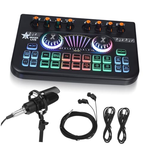 Mezclador de sonido USB con tarjeta de audio para micrófono de karaoke profesional