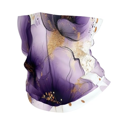 Watercolor Purple Flowers Pattern Neck Gaiter Face Mask Scarf Bandana Head Wrap Uv Protection Balaclava For Sports - Main Image