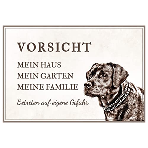 ZAUBERBILD Hundeschild Warnung | Labrador 'Mein Haus' | Warnschild Vorsicht Hund | 25x17cm Alu