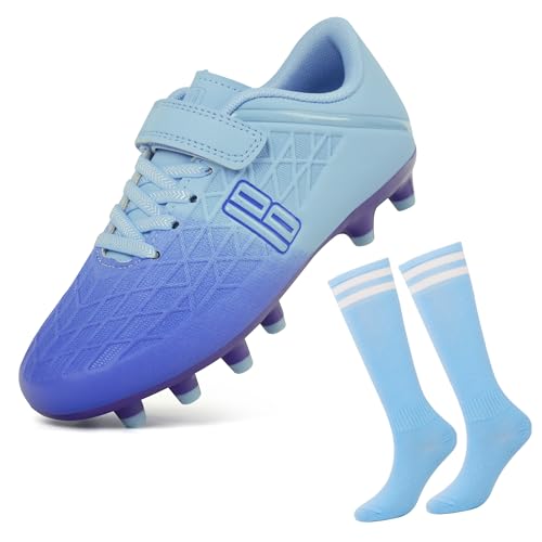 Image of brooman Kids Firm Ground Soccer Cleats Boys Girls Football Cleats with Soccer Socks