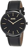 BOSS Analog Quarzuhr für Herren mit Schwarzes Lederarmband - 1513830