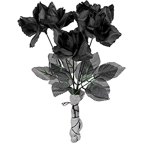 Boland 74544 - ramo de rosas, decoraciones, alrededor de 28 cm, negro