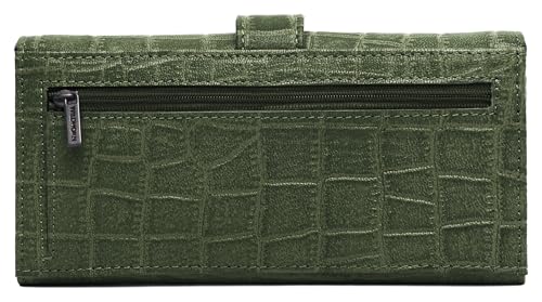 Image of WildHorn Women's Genuine Leather RFID Blocking Wallet | Tri-Fold High-Capacity Ladies Purse with Card Slots, Zipper Coin Pocket & Snap Closure | Ideal Gift for Women (Green Croc)