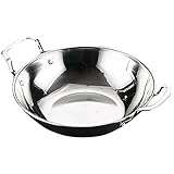 KAILIKETIY Edelstahl Kochpfanne mit Doppelgriff 10 Zoll Flacher Topf für Herd Hitzebeständig Kratzfest Energiesparend Haushalts und Restaurantgeschirr für Trocken und Suppengerichte