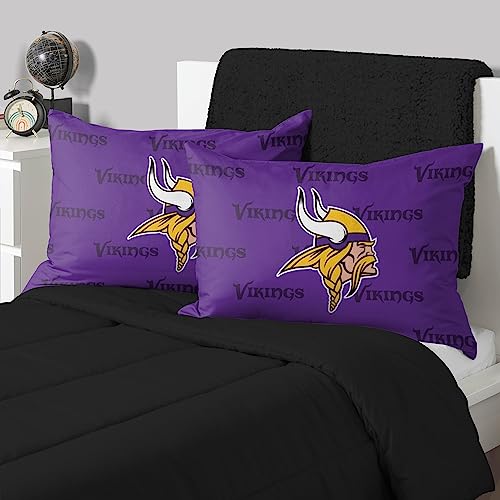 FOCO Minnesota Vikings NFL Team Color Big Logo Standard 2 Pack Pillowcases