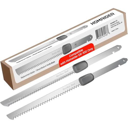 Image of Homaider Replacement Blades for Electric Knife - Compatible EK-100 Only - 2 Stainless Steel Serrated Blades