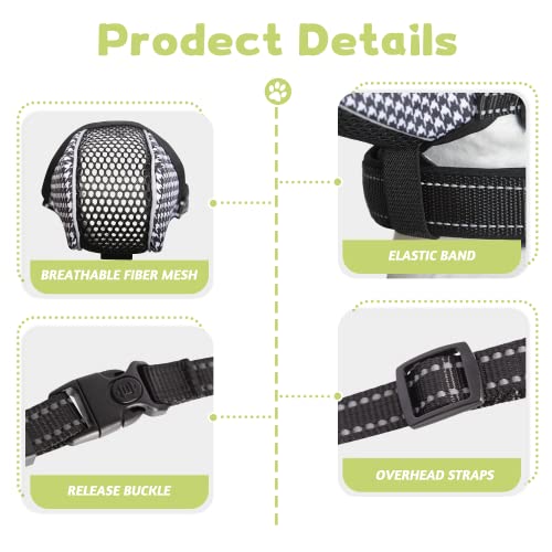 Dog Muzzle, Soft Dog Muzzle For Large Dogs Mask Anti Biting Chewing Licking Breathable No Bark Muzzle Mesh Printed Full Coverage Muzzle With Anti-Falling Accessory For Small Medium Large Sized Dog Xl #TOP3