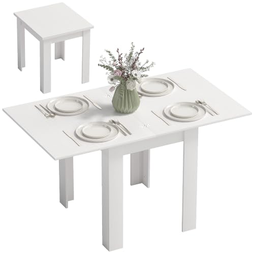 HOMCOM Tavolo da Pranzo Allungabile 70-140cm per 4-6 Bianco Effetto Legno