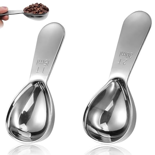 2Pcs Coffee Scoop,Silver Stainless Coffee Scoop,Measuring Spoon with Short Handle for Coffee Beans Sugar