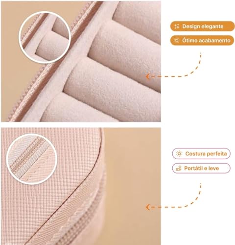 Porta jóias portátil Mini organizador de jóias e bijuterias para viagens presentear material em cour