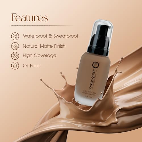 Image of Colors Queen Ultra Definition Liquid Foundation | Lightweight & Long Lasting, Full Coverage with Dewy Finish | Waterproof & Sweat Proof Foundation for Face Makeup (Caramel, 30ml)