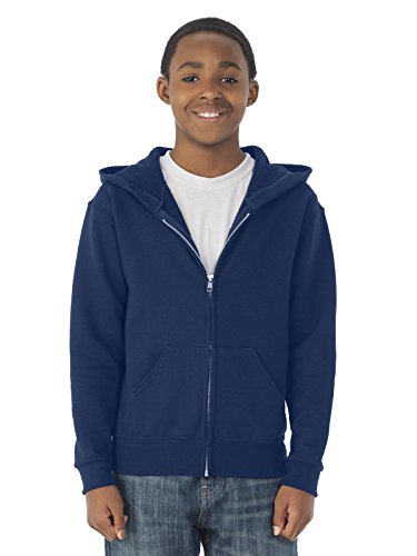 Jerzees boys Fleece Sweatshirts, Hoodies & Sweatpants Hooded Sweatshirt, Full Zip - Navy, Large US