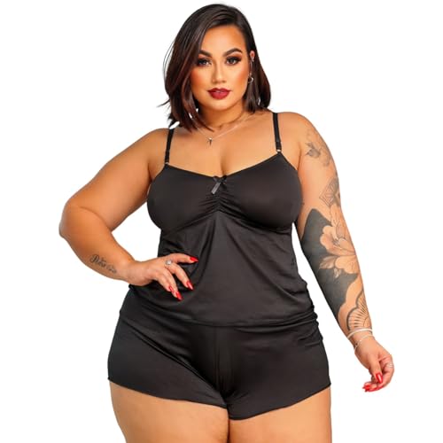 Short Doll Plus Size Liganete Liso Laura (Azul marinho, 48)