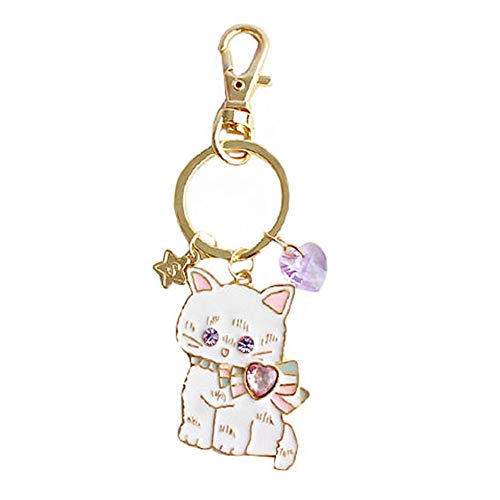 Preisvergleich Produktbild Tonpot Schlüsselanhänger Süße Kätzchen mit kristall Keychain Beutel Kette Auto Schlüsselring Anhänger Damen Tasche Deko Schlüsselanhänger Geburtstagsgeschenk für Frauen Freundin Stil C 4.3 X 2.1cm