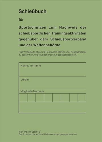 Schießbuch für Sportschützen und Behörden - BW Style