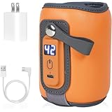 Bivoyud ミルクウォーマー 哺乳瓶ウォーマー ボトルウォーマー 5段階温度設定 18Wアダプター付き 直径7.5cmまで対応可能 USB給電式 Type-C対応 液晶ディスプレイ 温乳器 保温 恒温 持ち運び便利 PSE認証済み (K1 [オレンジ] ブレストウォーマー + 18Wプラグ)