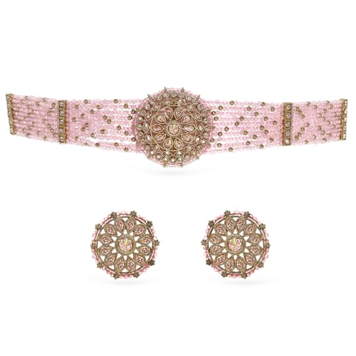Image of Rubans Choker Necklace Set Kundan Traditional Stylish Jewellery Gift for Women & Girls