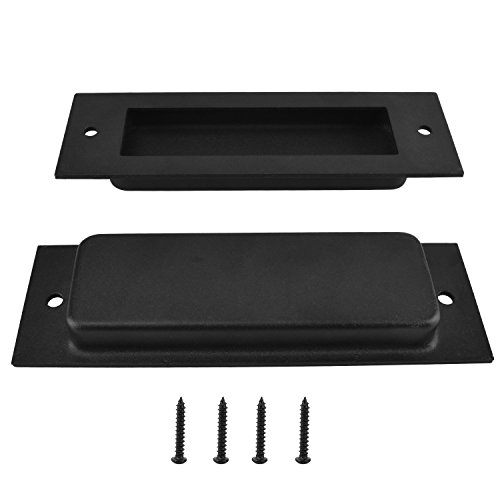Geboor 6.5" 2 Pack Sliding Barn Door Handle Heavy Duty Finger Pull Set Grab Carbon Steel Flush Pull Invisible Handle Rectangular Recessed With Mount Screws #TOP1