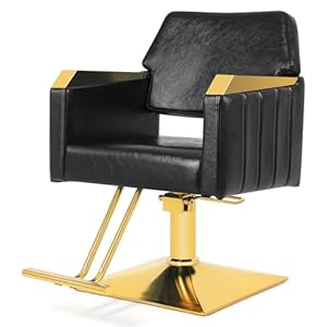Artist hand Salon Chair for Hair Stylist, Barber Chair Salon Styling Chair with Heavy Duty Hydraulic Pump, 360 Swivel Wide Seat Modern Hair Chair Beauty Salon Spa Equipment for Barbershop Home Gold