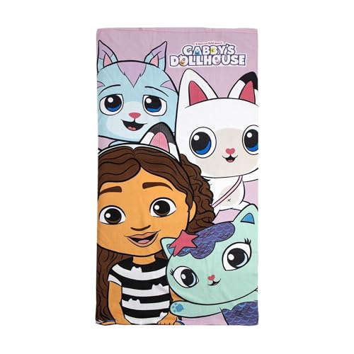 CERDÁ LIFE'S LITTLE MOMENTS Toalla de Microfibra Infantil Gabby’s Dollhouse – Suave, Absorbente y de Secado Rápido | Ideal para Playa, Piscina, Baño o Viajes