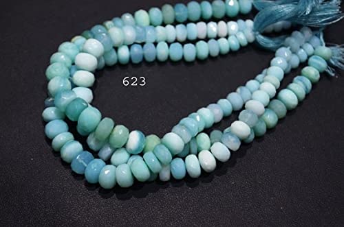 Opale bleue du Pérou 5-8 mm pierre naturelle en fil de perles rondelles facettées