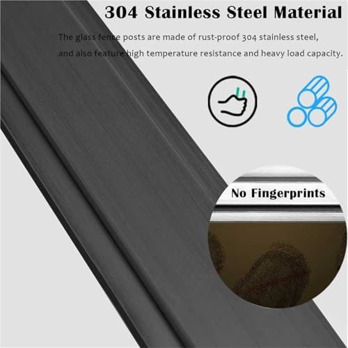 Silver Black Stainless Steel Balustrade Post for Balcony Deck, 36in Glass Railing Clamp System with No-Punch Design, A-Corner Mount for Secure Installation