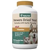 NaturVet – Brewer’s Dried Yeast Formula with Garlic Flavoring – Plus Vitamins – Supports Healthy Skin & Glossy Coat –Fortified with B-1, B-2, Niacin & Vitamin C –for Dogs & Cats (500 Tablets)