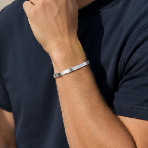 Pulsera de hombre de acero inoxidable abierta miniatura 5
