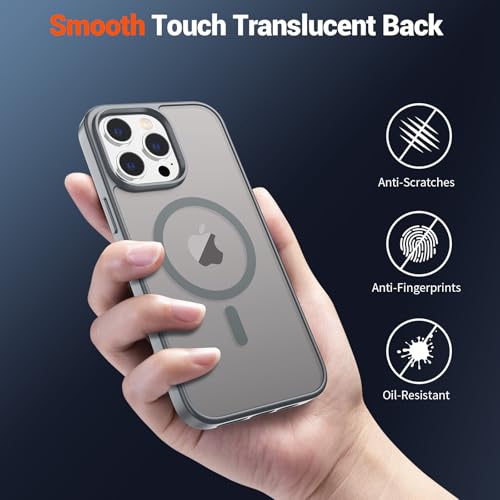 Image of SUPFINE Magnetic for iPhone 13 Pro Max Case (Compatible with MagSafe) (Military Grade Drop Protection) Slim Translucent Matte Shockproof with Anti-Fingerprint Phone Case,Gray