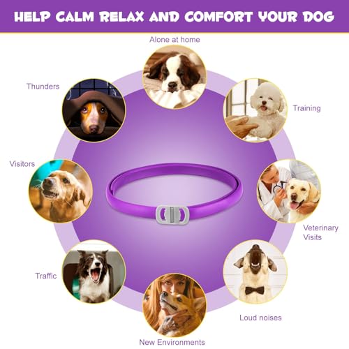 Fokroin 2 Pack Beruhigungshalsband für Hunde, Anti Stress Halsband Hund, Verstellbares Calming Collar for Dogs, Wasserdichtes Beruhigendes Pheromonen Halsband für Hunde Aller Größen